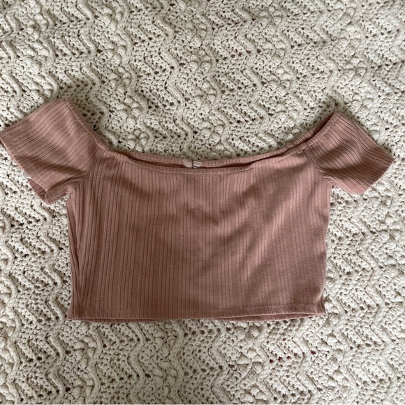 Privacy Please Off the Shoulder Crop Top Mauve (Medium) - Picture 2 of 4